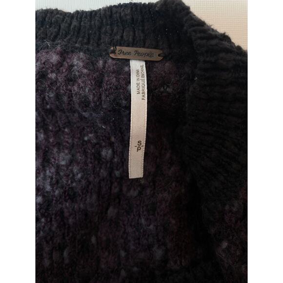 Free People Sweater Womens S Purple Gray Wool Blend Honeycomb Textured Knit - Picture 9 of 11